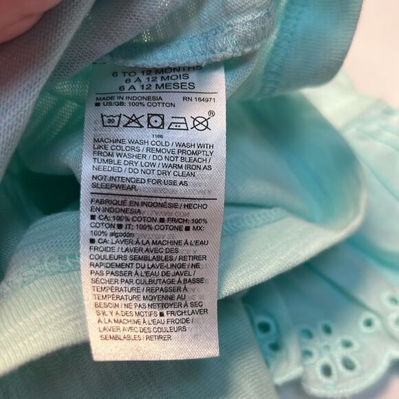 Janie and Jack 100048799 Eyelet Ruffle Sleeve Top  mint green - Picture 9 of 9